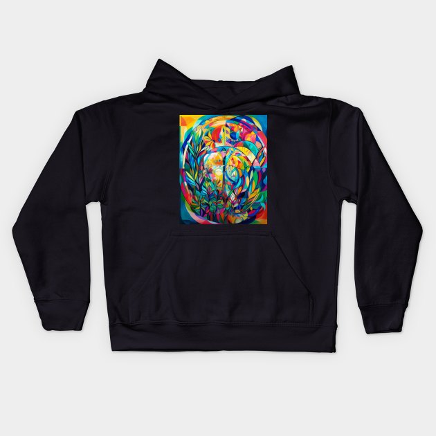 Infinite Serenity: Finding Peace through Abstract Mandala Kids Hoodie by Rolling Reality